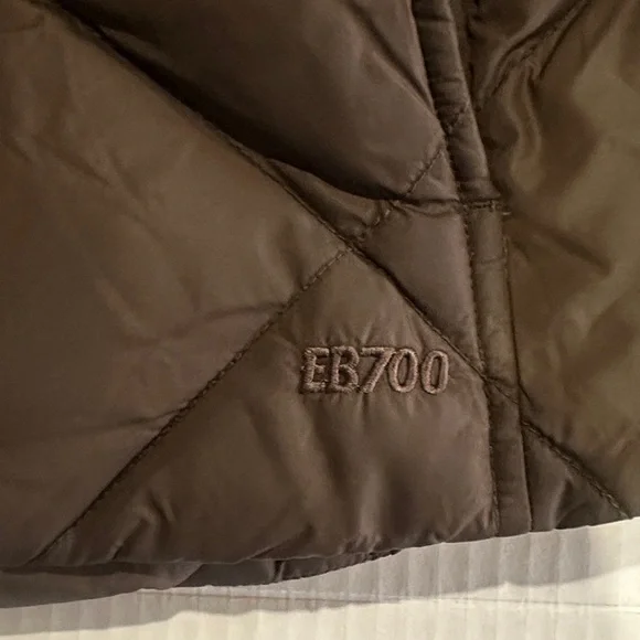 Eddie Bauer Brown goose down Quilted Puffer Jacket w zipper & pockets buttons - Picture 9 of 16